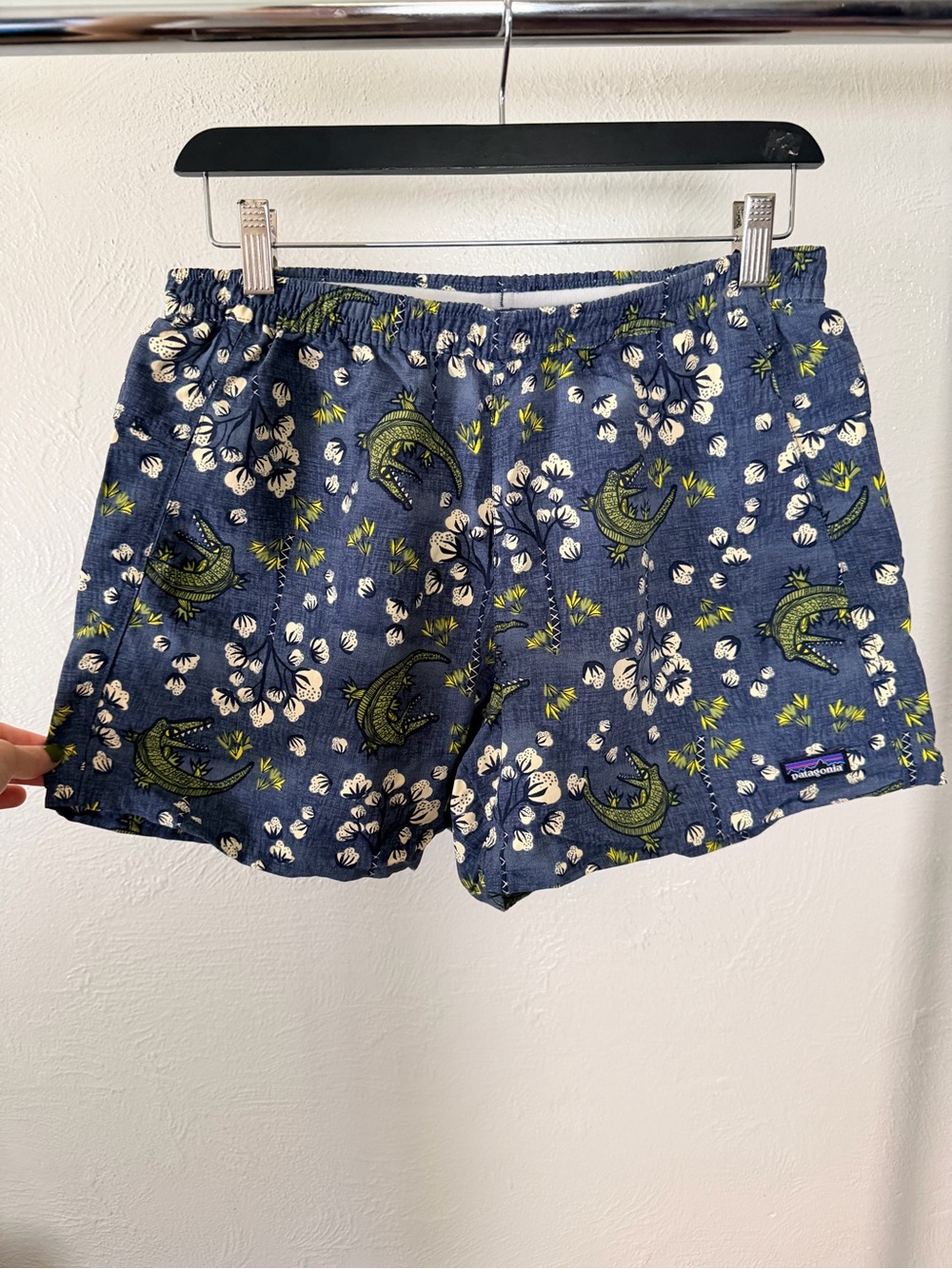 Patagonia Women's Blue Floral Alligator Print Baggie Shorts